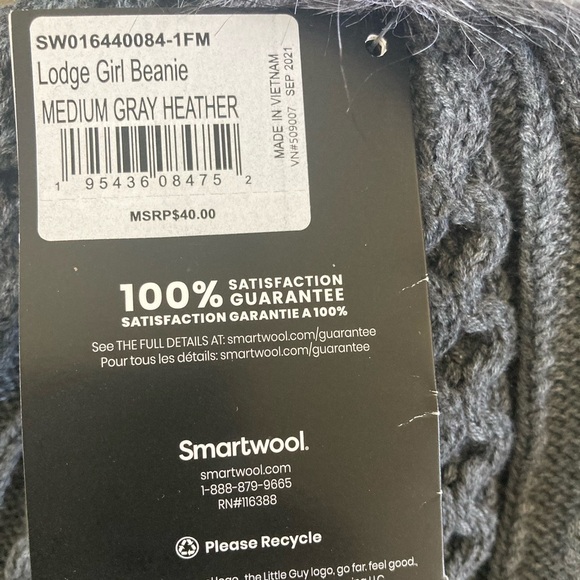 Smartwool Lodge Girl Beanie Hat NWT Merino Wool Blend  in Heather Gray main image 6